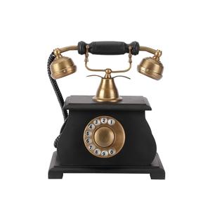 Teléfono decorativo vintage de madera y latón Este teléfono recibe un teléfono giratorio de latón de madera de aspecto vintage - Product Image 3