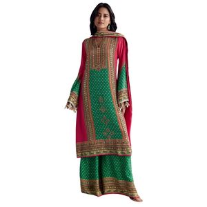 Rosa e verde stampato Kurta Palazzo Set all'ingrosso donna abbigliamento etnico OEM fabbrica fornitore all'ingrosso di moda personalizzata - Product Image 4