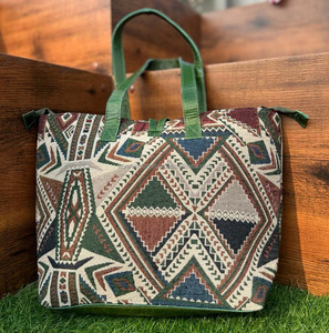 Nouveau best-seller Sacs fourre-tout en cuir véritable Jacquard faits à la main Nouveaux sacs à provisions élégants vintage Produits en vrac bon marché - Product Image 3