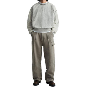 เสื้อสเวตเตอร์เปิดไหล่สำหรับผู้ชายและผู้หญิงเสื้อสเวตเชิ้ตผ้าคอตตอนผ้าเทอร์รีเปล่าลำลองโอเวอร์ไซส์ - Product Image 5