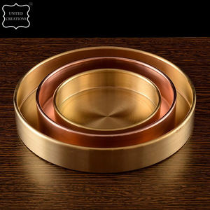 Plateau de rangement rond en laiton et métal écologique de luxe plat en cuivre pur avec technique de gravure article ménager ménager - Product Image 6