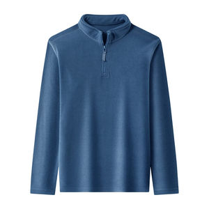 Logotipo personalizado Hombres de gran tamaño Slim Fit Cómodo Suave Color sólido Manga larga Polar Warm Quarter Zip - Product Image 1