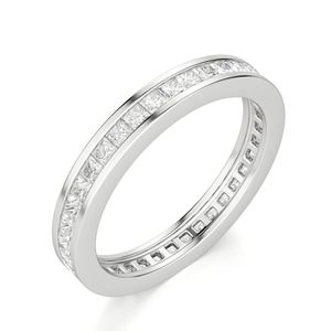 Princess Cut Channel Set Eternity Wedding Band para mujer - Product Image 2