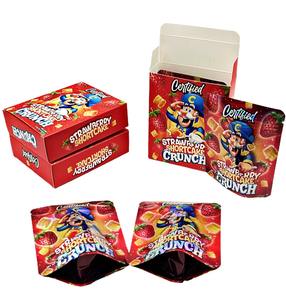 En Stock: Bolsas Holográficas de Mylar de 3.5g con Diseño de Caja, a Prueba de Olores y Resellables, para Empaque de Dulces de Fresa - Product Image 1