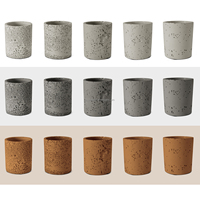 Pot à bougie en béton vide fait main, texture givrée originale, support unique en ciment pour bougies parfumées à remplir