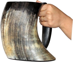 Authentic Eco-Friendly Viking Horn <b>Mug</b> Handmade Buffalo Horn Food Grade Medieval Style Religious Feng Shui Animal Beer <b>Mug</b> - Product Image 1