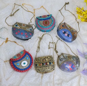 Meilleure qualité indien mosaïque luxe velours femmes pochette pour les plages - Product Image 1