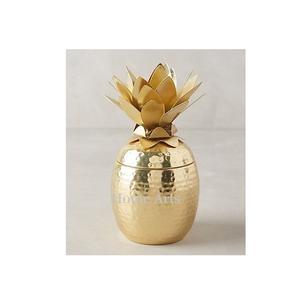 Serveur à noix en aluminium martelé avec couvercle, design ananas, qualité supérieure, couleur or, pour fruits secs et noix - Product Image 1