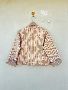 Chaqueta acolchada de algodón con estampado de bloque de mano reversible transpirable Chaqueta corta de algodón - Product Image 6