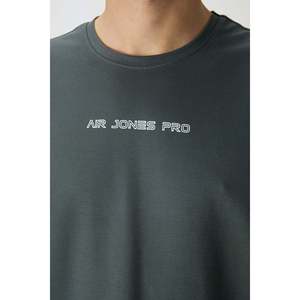 Khaki Men's Oversize T-Shirt 100% Cotton <b>Jersey</b> Thick Textured Printed-88364 - Product Image 5