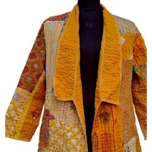 Chaqueta Larga India Khambadiya Kantha Hecho a Mano Único Patrón Sólido Estilo Seda Diseño para Otoño Invierno Temporada - Product Image 3
