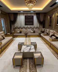 Majlis Arabic ชุดเฟอร์นิเจอร์ห้องรับแขกดีไซน์แบบโมร็อกโก40ซม. ความสูงในการนั่งรวมถึงโซฟาขนสัตว์พรมโต๊ะผ้าม่านบ้านเต็มรูปแบบ - Product Image 3