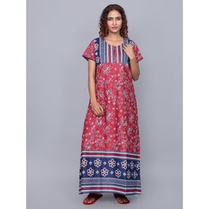 Chemise de nuit bordeaux ultra douce Evolve pour femme, 100 % coton tissé imprimé, longue, confortable et élégante - Product Image 6
