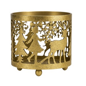 Bougeoir votif découpé au laser en métal feuille d'or fabriqué à la main pour les décorations de maison et d'événement de Pâques et la décoration de Noël - Product Image 1