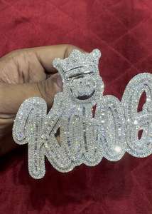 Pendentif Hip Hop de luxe en argent avec moissanite taille brillant sertie clos, de laboratoire, haute résistance au feu, pour homme, style rappeur, pour soirée - Product Image 4