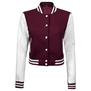 Wholesale Customized Men's High Quality Maroon Fleece Varsity Jackets White Leather Sleeves Breathable Knitted Winter Clothing - Product Image 1
