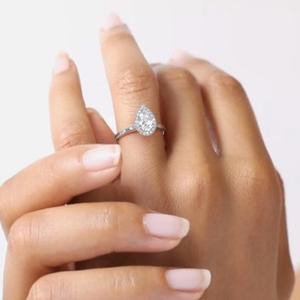 14k poire laboratoire cultivé bague en diamant 4X6 bijoux en or blanc massif poire coupe bague de fiançailles IGI certificat F couleur VS1 clarté - Product Image 5