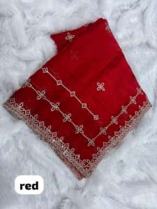 Sari de Chifón para Mujer Fendy con Bordado de Lentejuelas Premium y Borde Calado, Hermoso y Ligero, Ideal para Fiestas, Hecho en India - Product Image 4