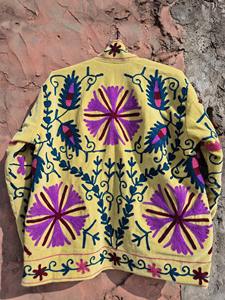 Handmade Embroidered Velvet Jacket: Bohemian Floral Coat - Product Image 2