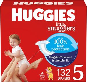 Couches Huggies taille 5, couches pour bébés Little Snugglers, taille 5 (27+ lbs), 132 couches (2 paquets de 66) - Product Image 4