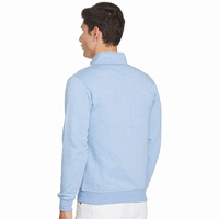 Sweater Rajut Pria Biru Muda dengan Ritsleting, Fit Reguler, Warna Solid, Kasual, Kerah Berdiri, 100% Katun, Bernapas, Cocok untuk Musim Semi.