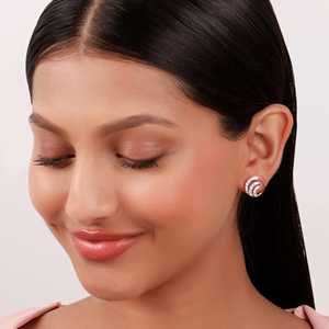 Boucles d'oreilles en or rose avec diamants et houle scintillante - Product Image 3