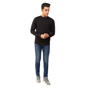 Sweat-shirt en molleton de coton biologique épais anti-boulochage avec logo personnalisé, col rond, 100 % haute qualité, motif uni, hiver, effet gonflé - Product Image 1