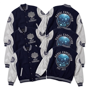 Chaqueta Universitaria Personalizada, Cuerpo de Lana Marrón, Mangas de Cuero Camel, Bordado de Cronómetro de Observatorio, Estilo Letterman - Product Image 3
