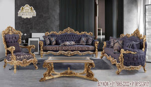 Juego de sofá de estilo europeo tallado a mano para sala de estar, Set de 5 asientos hecho a mano, oro antiguo Real, para sala de estar - Product Image 4