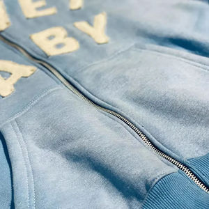 Sweat à capuche pour homme brodé avec patch vieilli personnalisé, poids lourd, délavé à l'acide, Boxy recadrée, fermeture éclair, polaire française, taille 6XL - Product Image 5