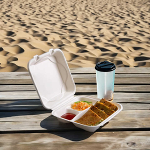 Boîte à lunch jetable en bagasse en gros, 100% naturelle, biodégradable, emballage en pulpe de canne à sucre pour les buffets de restauration rapide - Product Image 5