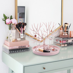 Bijoux Arbre Stand Présentoir Organisateur Rose Mode En Plastique Porte-Plateau pour Boucles D'oreilles Colliers Bracelets Anneaux - Product Image 3