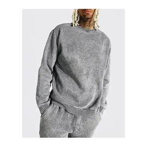 Sudaderas con capucha de lavado ácido con estampado de 100% algodón y logotipo personalizado, pantalones de chándal acampanados apilados Unisex, chándal, sudadera con cremallera y conjunto de Jogger - Product Image 5