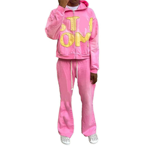 ชุดวอร์มสองชิ้นแบบวินเทจของผู้ชายชุดวอร์มผ้าฟลีซระบายอากาศได้ดีปักโลโก้ไซส์ใหญ่พิเศษสำหรับฤดูหนาว - Product Image 1