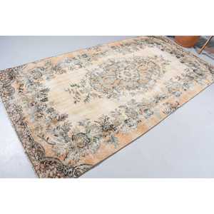 4.8x9.6 ft Vintage Rug, Rug, <b>Brown</b> Polka dot Rug <b>Wool</b> - Product Image 2