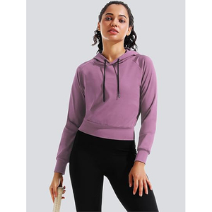 <b>Women</b> Fashion Hoodie Sexy Cropped Short Hooded <b>Sweatshirt</b> <b>Long</b> Sleeve Cotton Pullover Street Style Casual Comfort Fit - Product Image 1