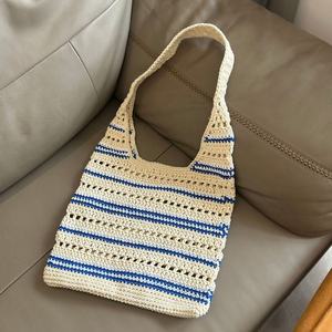 Bolso de Hombro de Ganchillo para Mujer, Hecho a Mano, Retro, de Hilo de Algodón Tejido, Novedad, Superventas Transfronterizo, Bolso de Playa - Product Image 6
