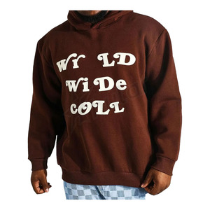 Pull à capuche de luxe surdimensionné pour hommes, impression bouffante noire fermeture éclair hiver brodé personnalisé, vente en gros, 100% coton - Product Image 5