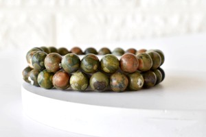 Hot Selling Green Color Ocean Jasper Hand Polished 8mm Round Natural <b>Crystal</b> Beaded Healing <b>Bracelet</b> for Meditation Jewelry - Product Image 4
