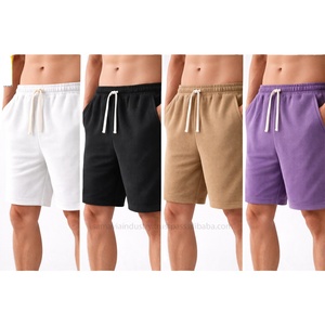 กางเกงขาสั้นผู้ชายแบรนด์แฟชั่น ทรงวาฟเฟิล เอวยางยืด ด้านหน้าแต่งลาย ขายส่ง สำหรับฤดูร้อน สวมใส่สบายๆ เล่นกีฬา ชายหาด ลายเรียบ - Product Image 5