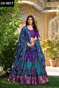 Últimas colecciones de ropa de mujer para bodas y festivales Use Heavy Lehenga Choli con estampado de Kalamkari Gotta Patti Dupatta - Product Image 5