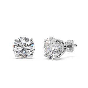 Boucles d'oreilles en diamant serties à 4 griffes de 1,50 ct en or blanc 14 carats (H SI1-SI2) - Product Image 1