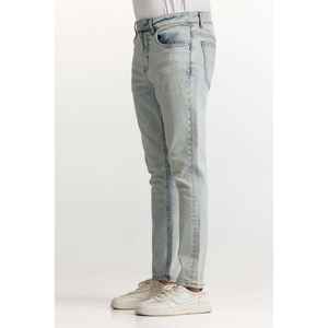 Jean droit vintage Y2K bleu clair, taille mi-haute, délavé, denim skinny brodé foncé, modèle tricoté n° MNJNSSS24002 - Product Image 1
