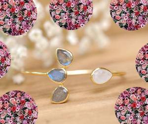 HARI OM CREATIONS Absolute Good Labradorite <b>Rose</b> <b>Quartz</b> 6x9mm Pyramid Shape Bezel Setting Stone 925 Silver Sterling Bangle - Product Image 3