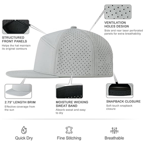 Gorras de béisbol Snapback de lona impermeables con borde curvo estructurado de 6 paneles de estilo lujoso con parche de goma para uso en exteriores - Product Image 3