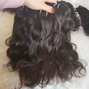 Pelo humano de la Virgen del color negro crudo natural de la onda del cuerpo de Remy indio al por mayor - Product Image 2