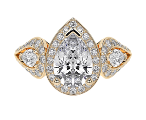 3,50 quilates pera corte laboratorio cultivado diamante estilo Art Deco anillo de bodas joyería fina para mujer 14K oro rosa - Product Image 1