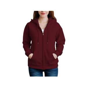 Sudadera con capucha de algodón para mujer con estilo sudadera con cremallera de punto sólido con serigrafía frontal perfecta para la moda de invierno - Product Image 4