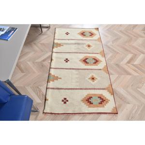 2.6x4.8 ft Rug, Turkish Kilim Rug, Vintage <b>Brown</b> <b>Wool</b> Floral Rug - Product Image 1