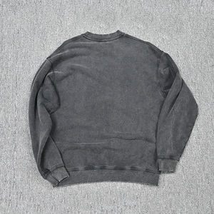 Sudadera con capucha lavada desgastada para hombre con logotipo personalizado de alta calidad, jersey de cuello redondo, sudadera con capucha de gran tamaño con hombros caídos, sudaderas básicas - Product Image 2